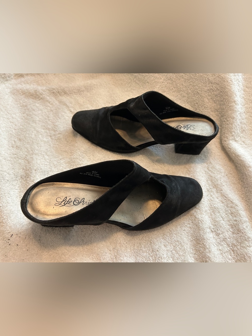Life Stride Black Suede Cutout Slip-On Mules - Picture 2 of 6
